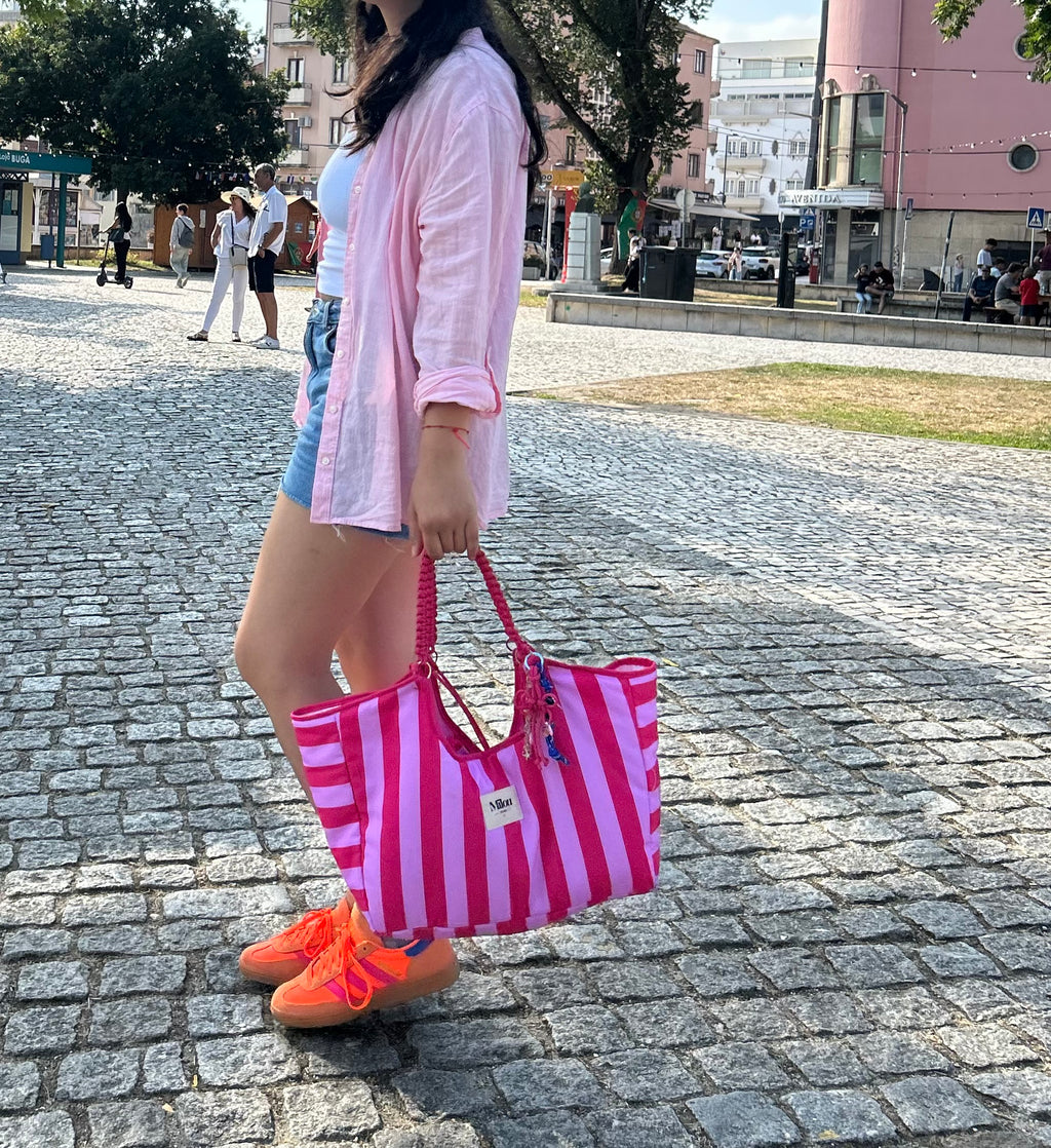 Mala Serena Rosa às Riscas